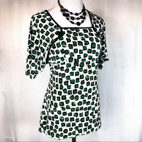 Best Oga Tops - NWOT Green Geometric Print Blouse